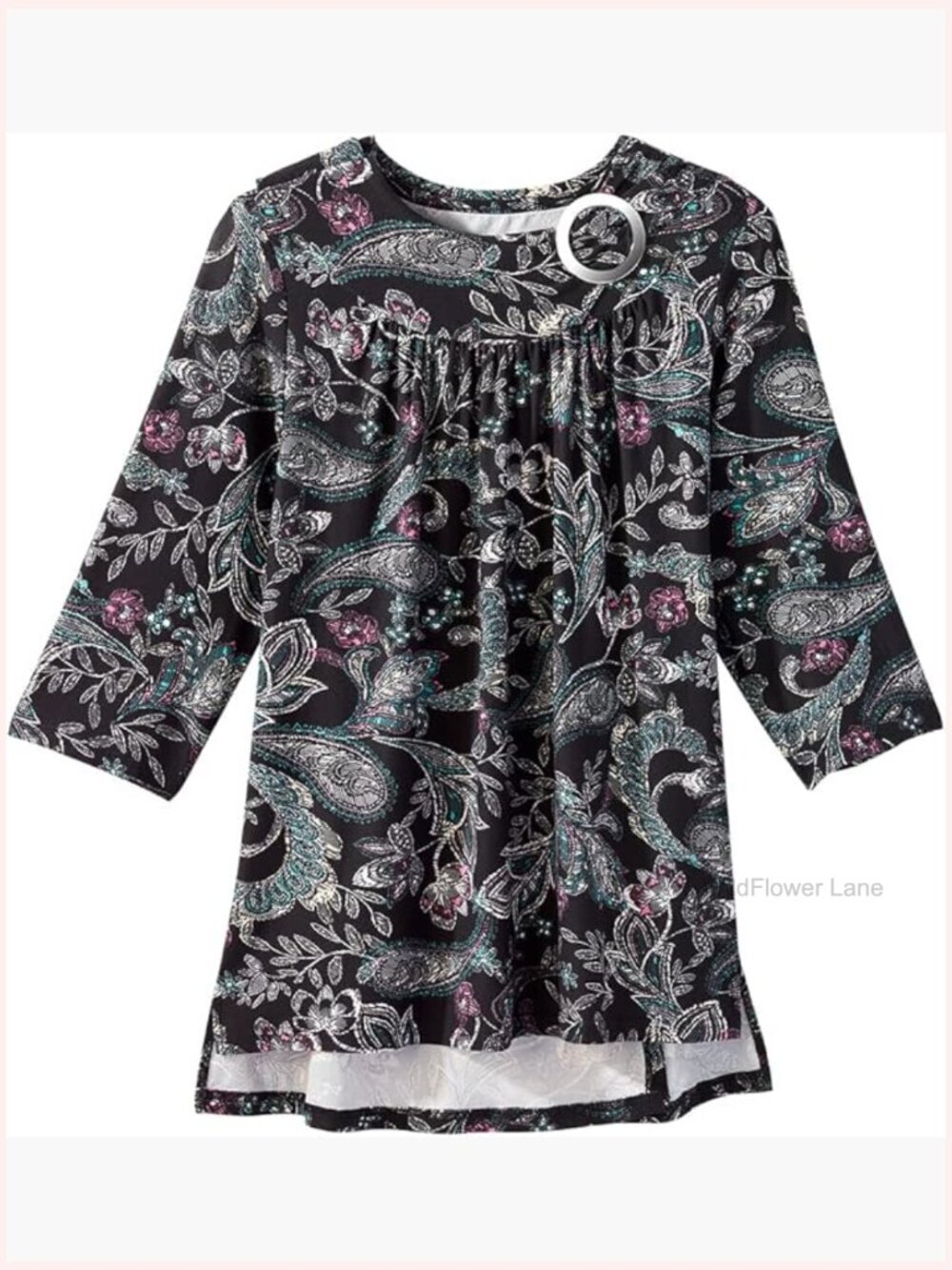 Open Back Gathered Scoop Neck Top Adaptive Blouse Long Sleeve Womens